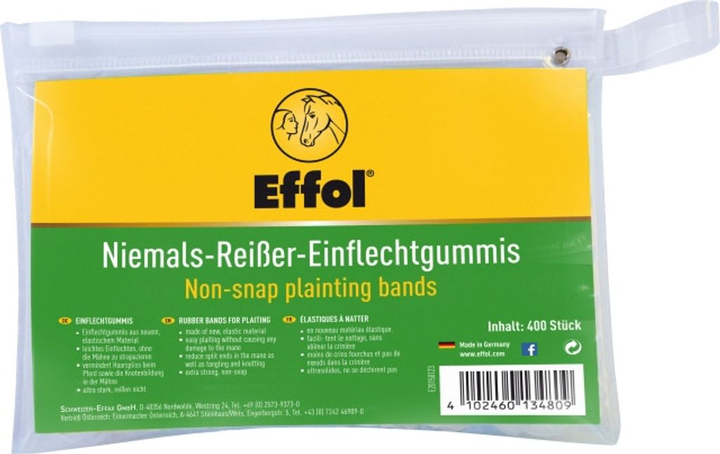 Effol Niemals-Reißer Einflechtgummis, schwarz, 400Stk.