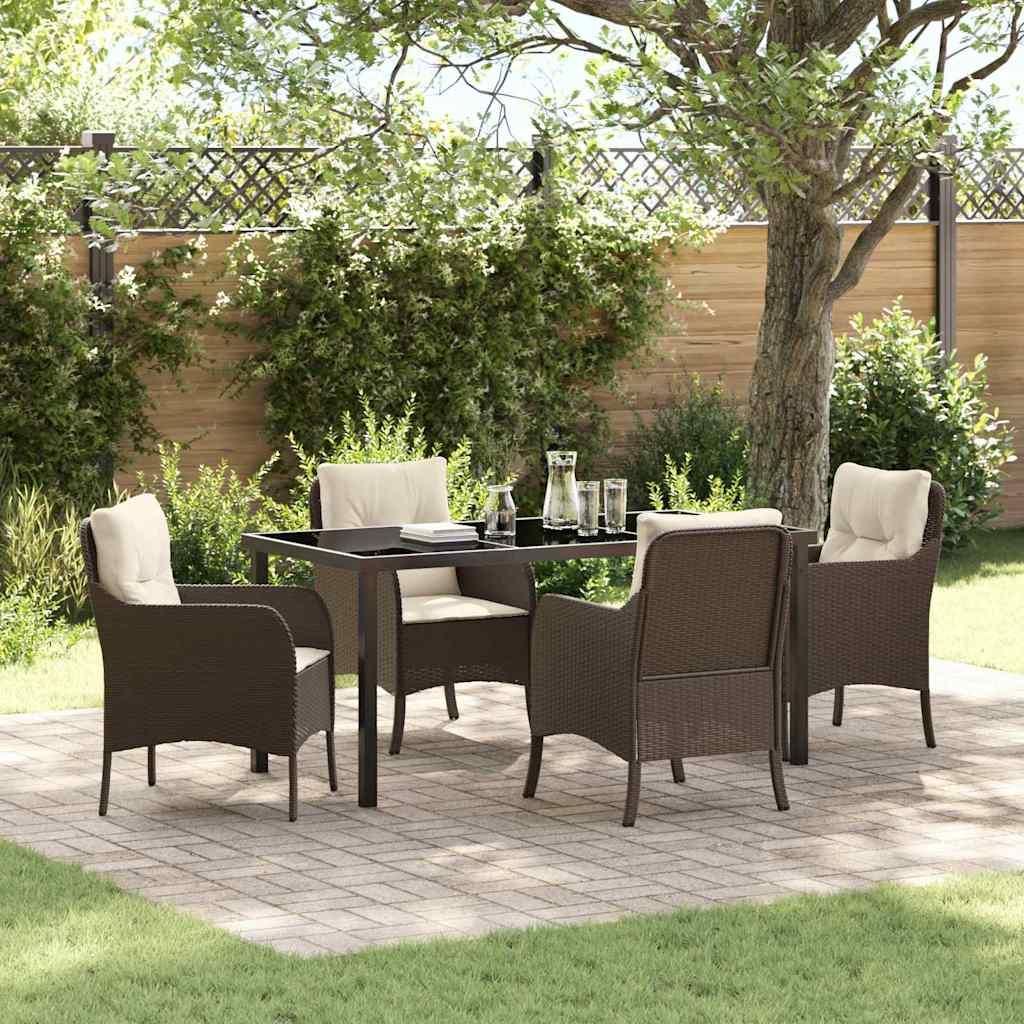 Maison Exclusive - Garten Essgruppe mit Kissen 5 pcs Braun Poly-Rattan
