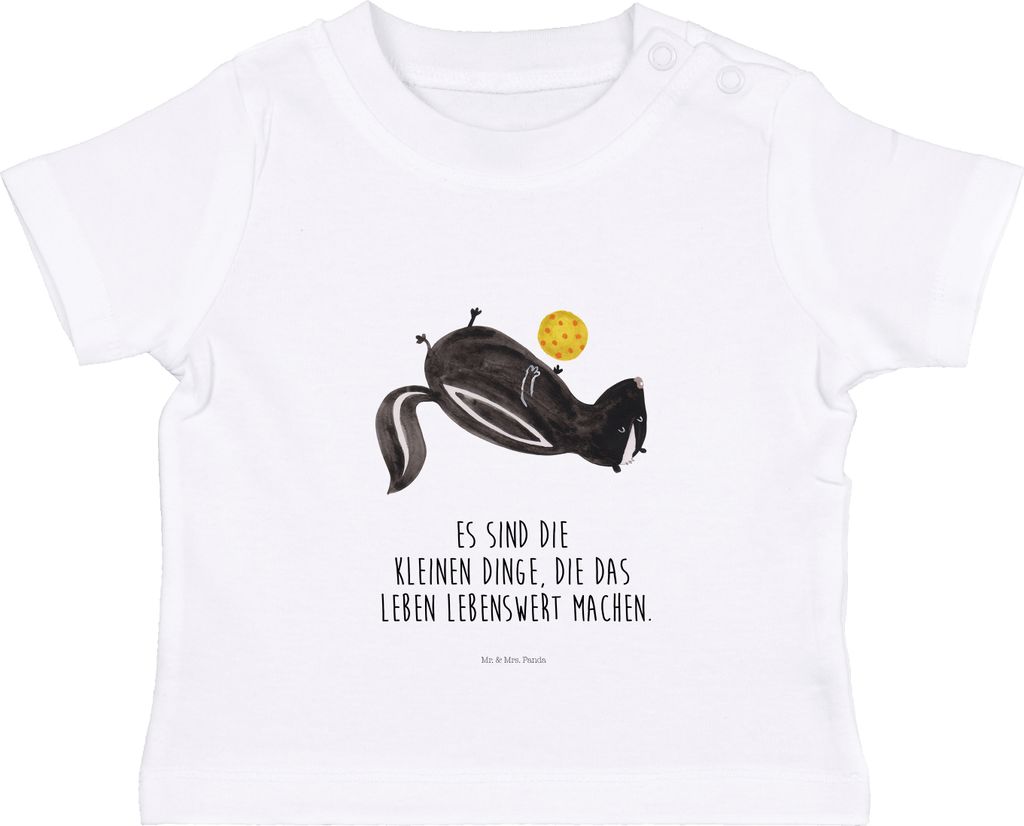 Mr. & Mrs. Panda T-Shirt Stinktier Ball 0. - 6. Monat - Weiß - Geschenk, Baby Shirt, Weisheit, Organic, Babyshirt, Verspielt, Wildtier, Raubtier, ...