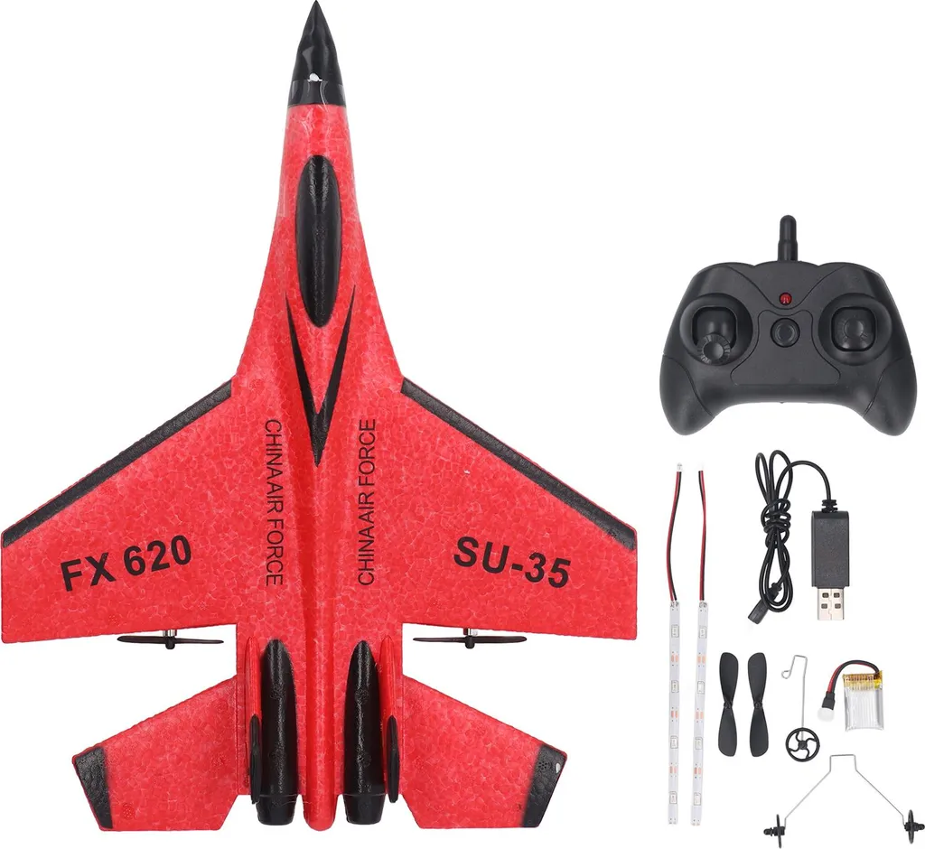 Avion à voile RC rouge en mousse légère et résistante aux chocs 40cm