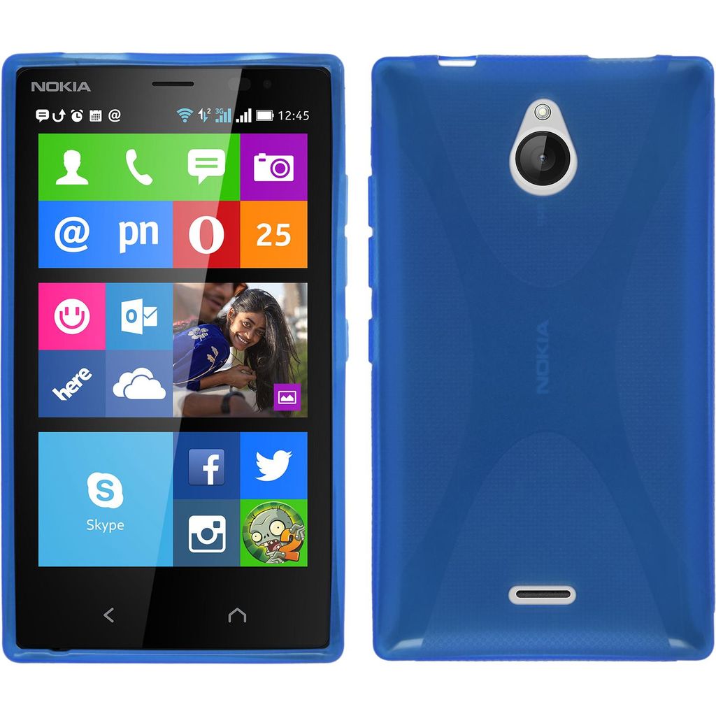 PhoneNatic Case kompatibel mit Nokia X2 - blau Silikon Hülle X-Style + 2 Schutzfolien