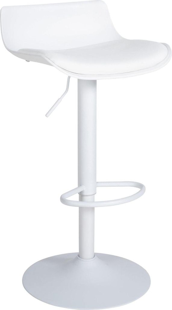 Barhocker aus Kunstleder - Hocker - Höhenverstellbarer Gaslift, 360° drehbar, geschützter Bodensockel | Farbe: Weiß