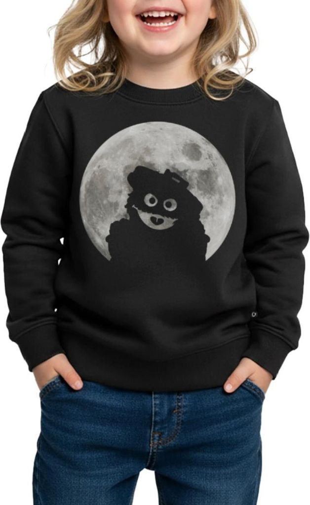 Spreadshirt Sesamstraße Oskar In Einer Vollmondnacht Kinder/Teenager Premium Pullover, 146/152 (10 Jahre), Schwarz