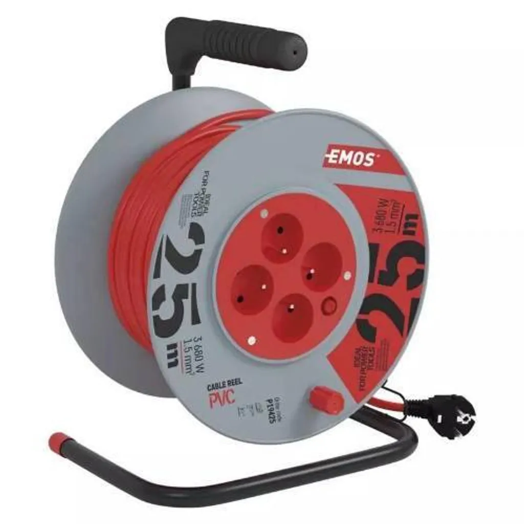 Prolunga Giardino 25m Avvolgicavo Bobina 4 Prese 230V Anti-Groviglio