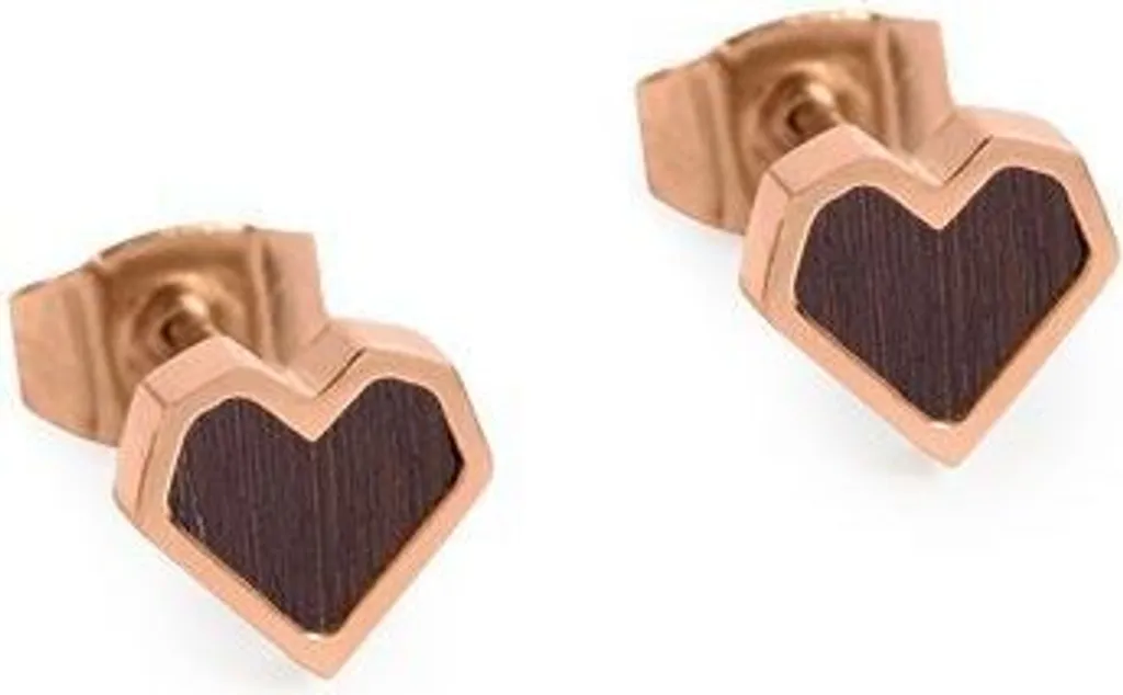 BeWooden orecchino da donna con dettaglio in legno orecchini a forma di rosa cuore