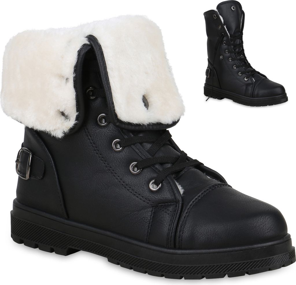 Mytrendshoe Warm Gefütterte Damen Stiefeletten Worker Boots Produktbild 