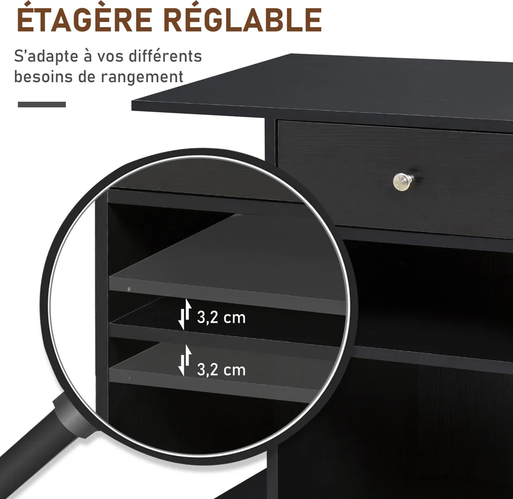 Fini le bureau encombré : support d'imprimante avec rangement CPU et tiroir