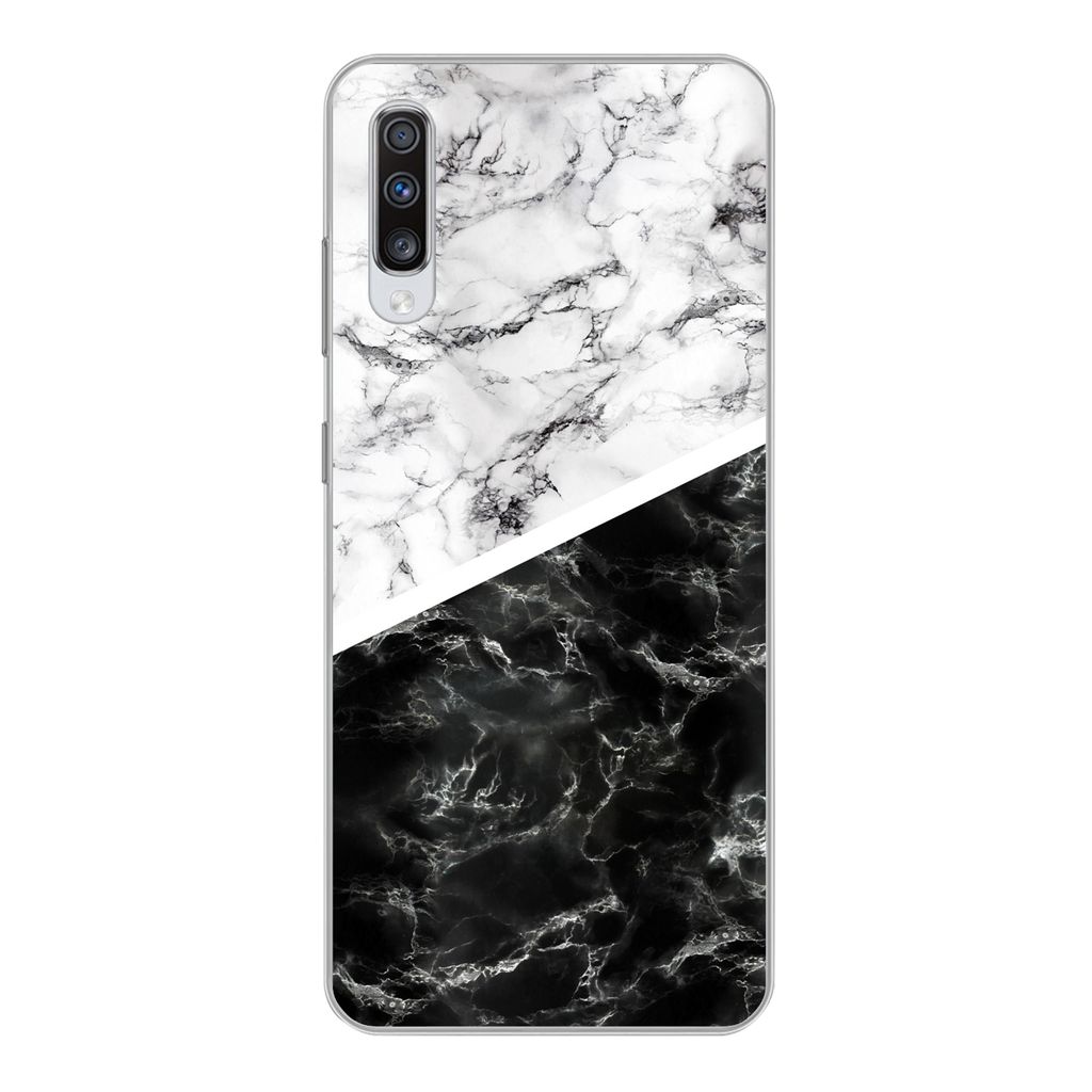MuchoWow Handyhülle Schutzhülle Hülle für Samsung Galaxy A70 Marmor - Chic - Collage Silikon Softcase Handy Hülle - Schutzhaube