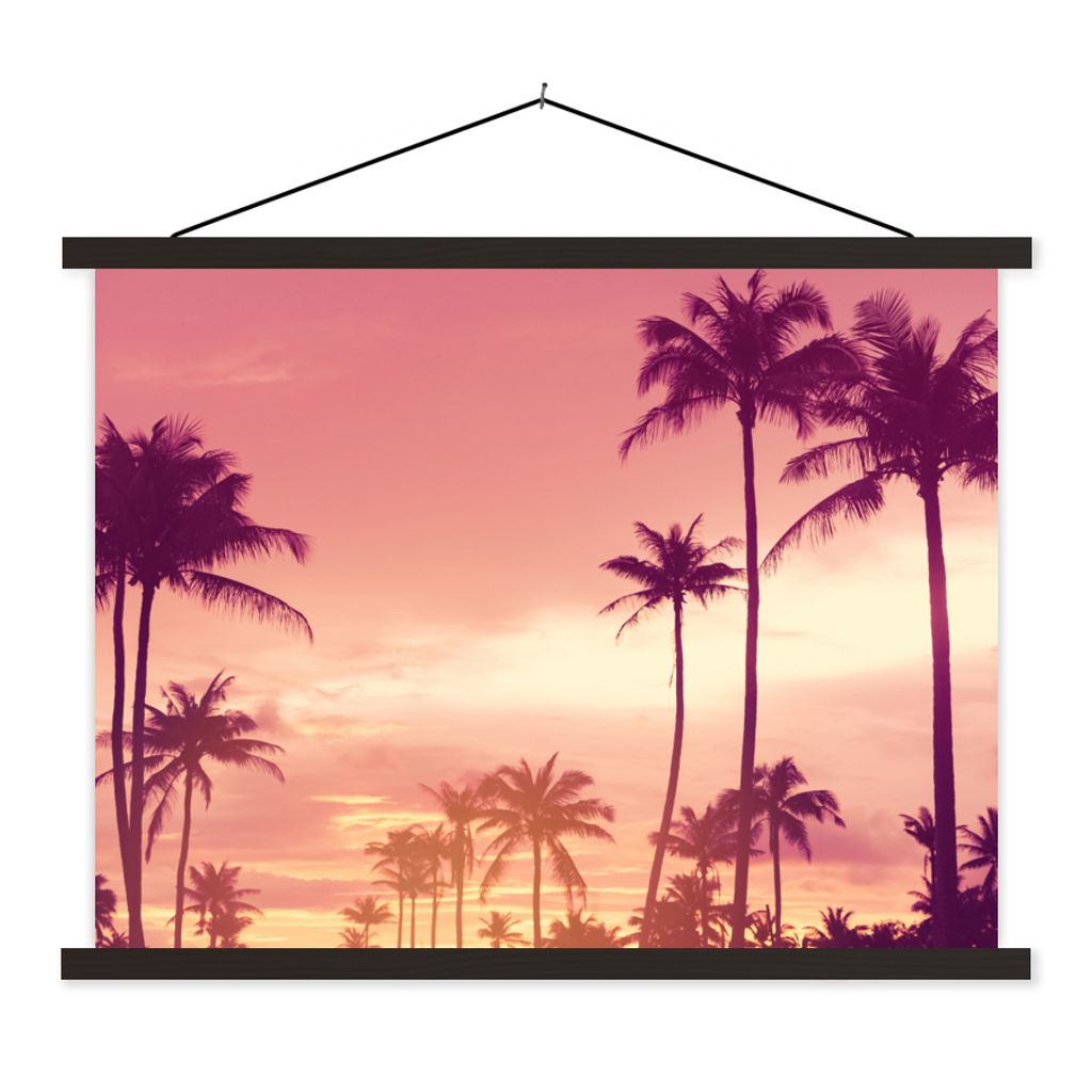 MuchoWow Textilposter Himmel - Palme - Abend - Natur - Tropisch 150x113 cm mit schwarzem Rahmen - Wohnzimmer