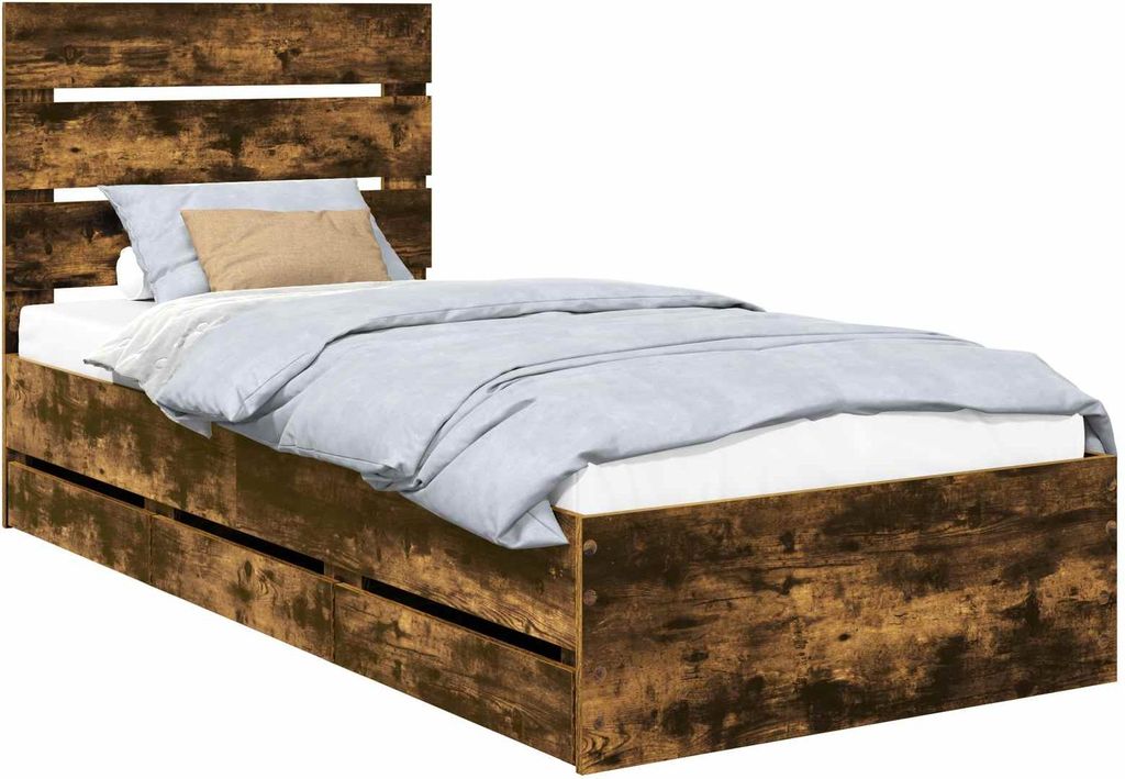 Bettrahmen Geräucherte Eiche 100 x 200 cm Ingenieurs Holz