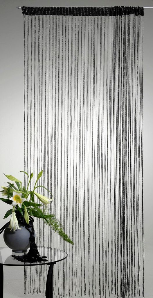 Türvorhang Fadenvorhang schwarz 90x250 cm Gardine mit Polyester veredelt