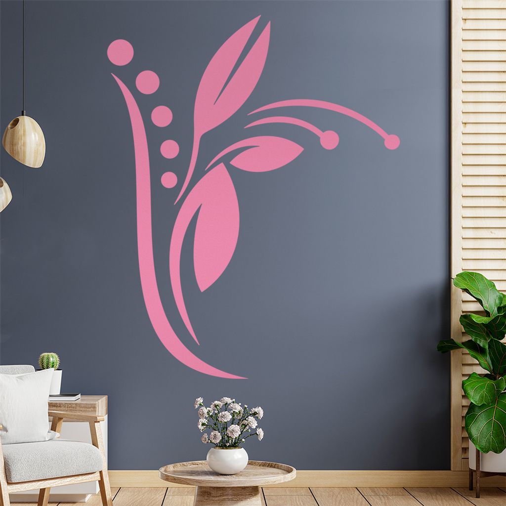 Blume - Linien Punkte Wandtattoo in 6 Größen - Wandaufkleber Wall Sticker - Dekoration, Küche, Wohnzimmer, Schlafzimmer, Badezimmer