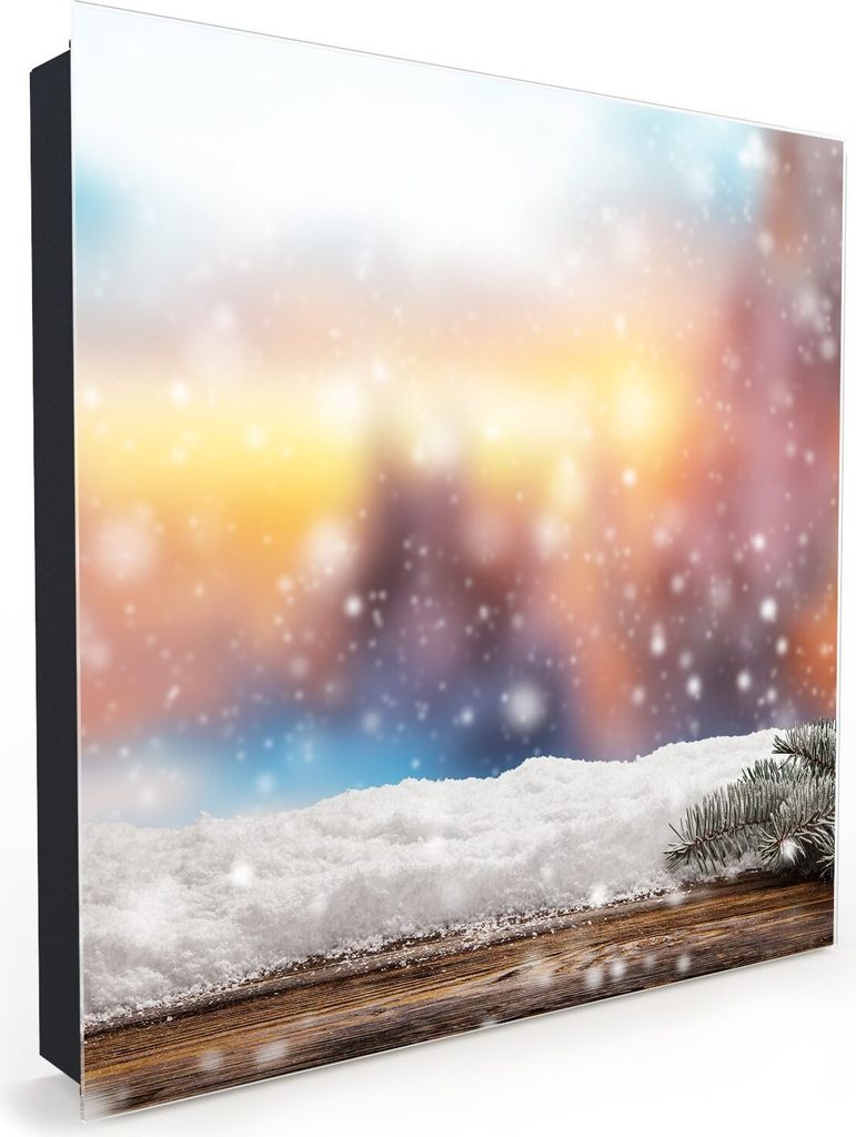 Nachbildung-Schlüsselkasten, Magnetpinnwand und Memoboard mit Glasfront Motiv Schneeperlen