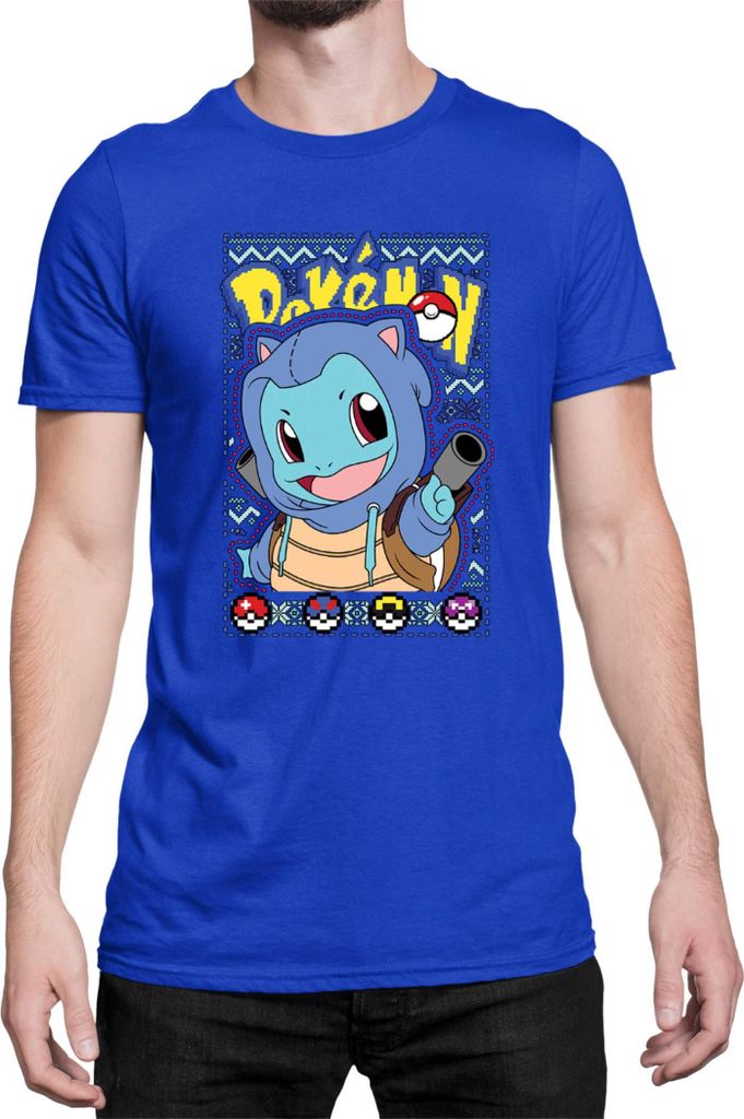 Herren T-Shirt Japan Manga Anime Comics Pokemon 046, Man 2XL / Blau