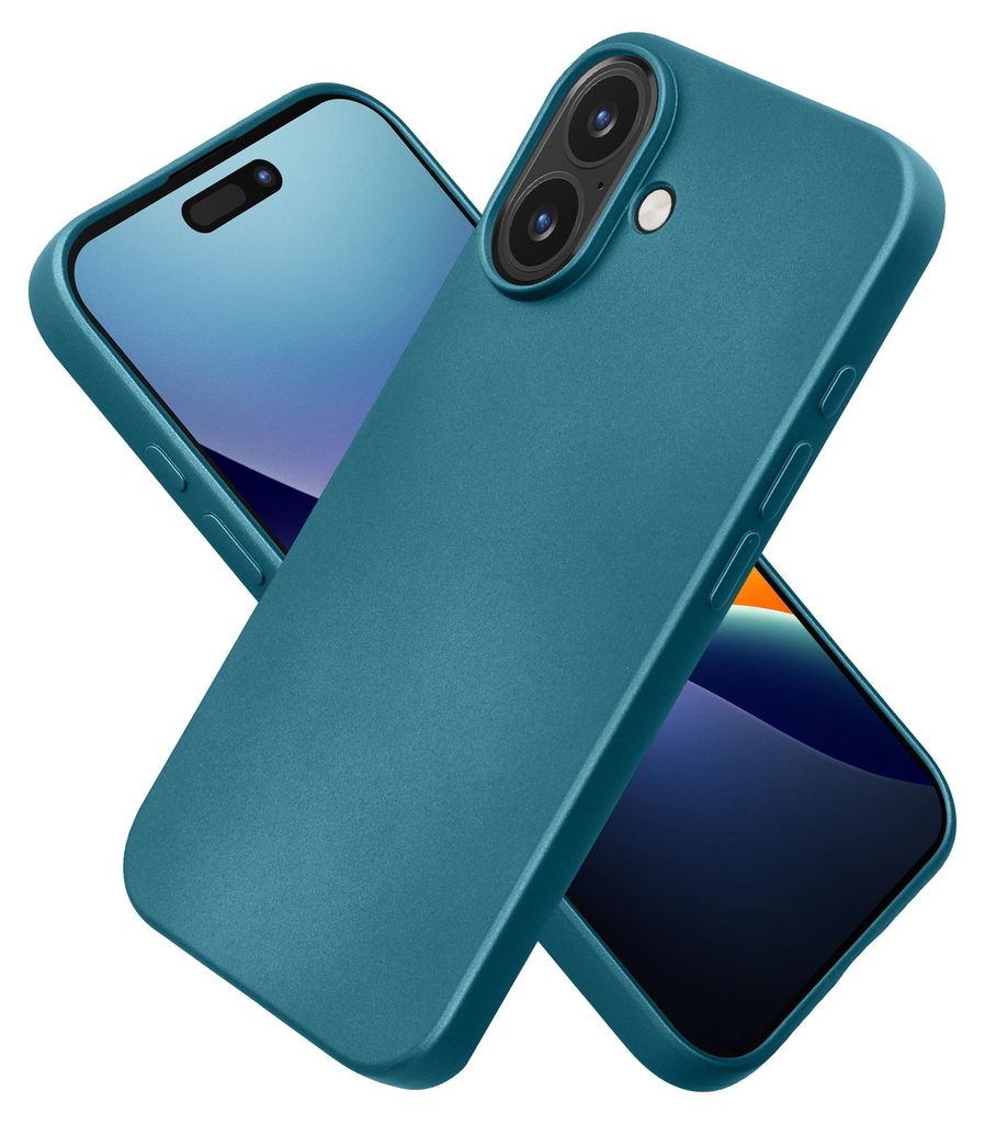 kwmobile Handyhülle für Apple iPhone 16 Hülle - Silikon Case metallisch schimmernd - Schutzhülle Cover - Metallic Karibikblau
