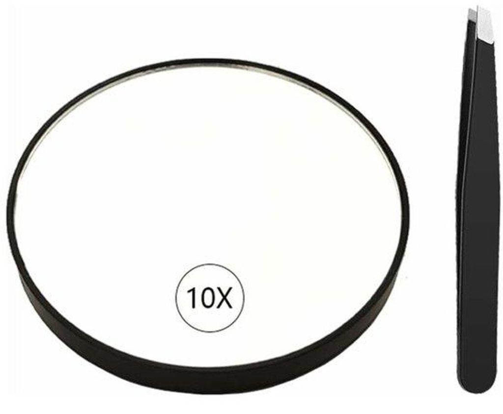 Draagbare ronde make-upspiegel - Vergrotende spiegel voor de badkamer - Geschikt voor wenkbrauwen, pincetten und oneffenheiten - Diameter 8,8 cm - ...