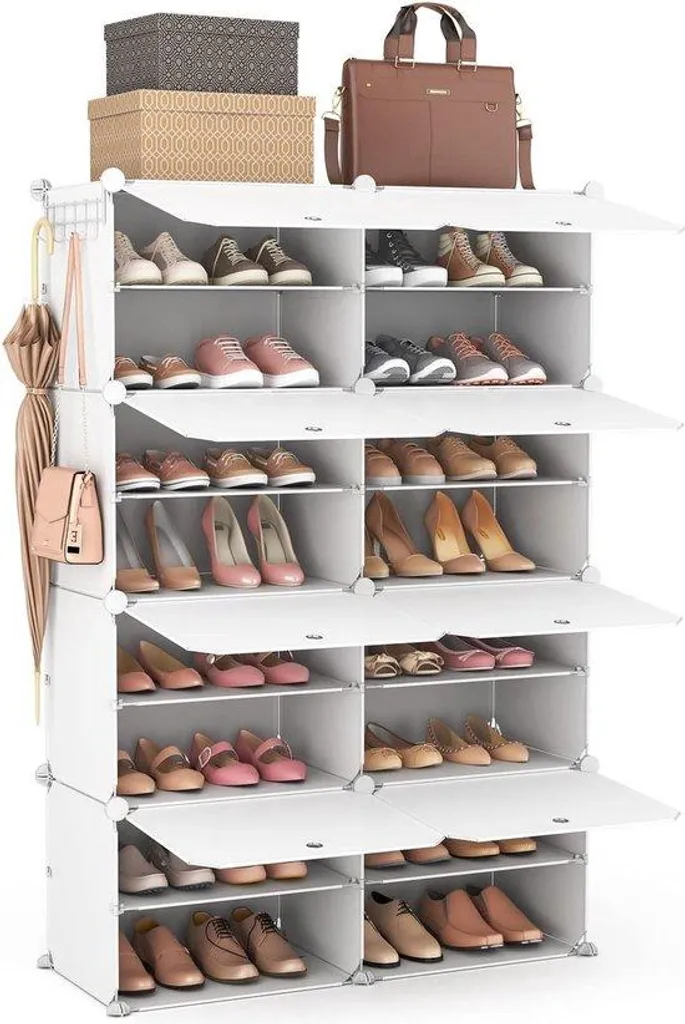Étagère à chaussures portable 8 étages blanche pour placard et chambre