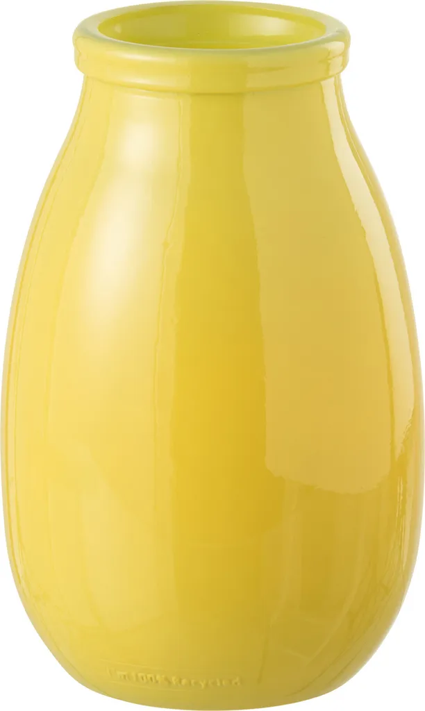 J-Line Vase en Verre Jaune Grand Modèle Design Contemporain 45cm