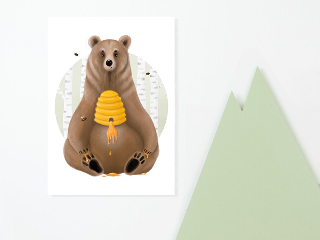 Leinwandbild für die Wand im Kinderzimmer BÄR 50x70 cm