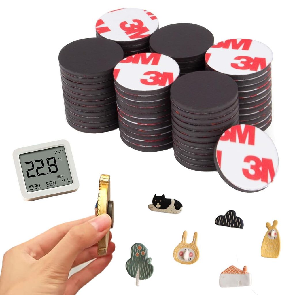 26 runde, selbstklebende Magnetscheiben, 20 mm breites, selbstklebendes Magnetband, Magnetaufkleber, Klebemagnete, Magnetklebestreifen, starke selb...
