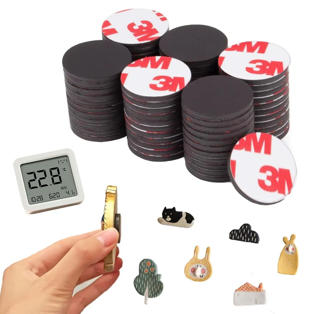 Aimants Autocollants Puissants 20 mm - Lot de 26 Pastilles Magnétiques Noires