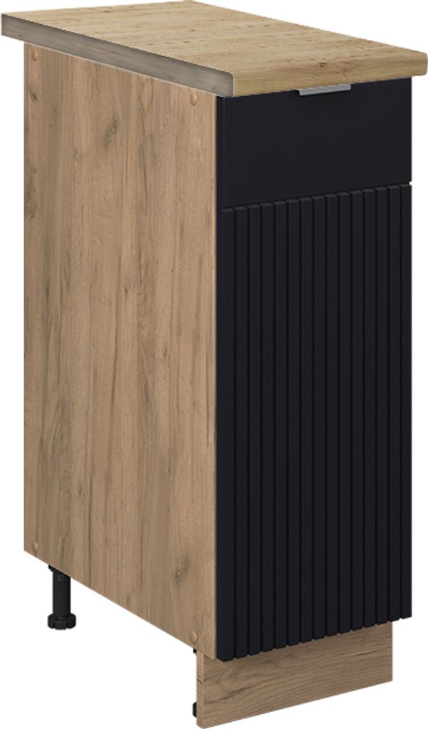 Apothekerschrank Vicco Fame-Line Schwarz gestreift 30 cm , AP Eiche, Model 50840