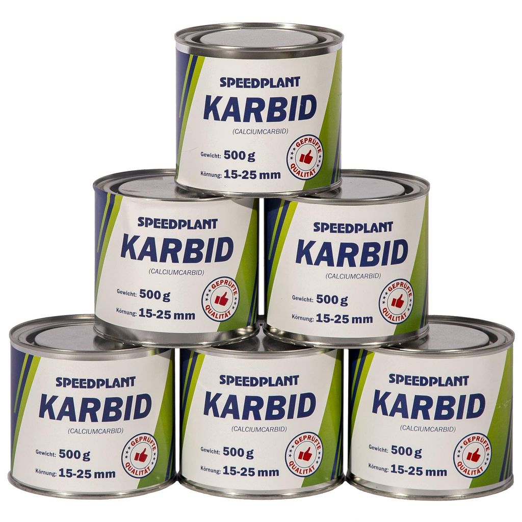 SPEEDPLANT Karbid 3kg (6x 500g) - Carbid Kabit Kabitt karbitt Karbit Karbid Große feste Steine Körnung 15-25mm - 6 Dosen