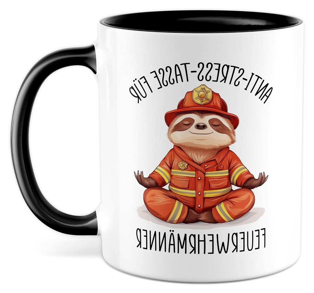 Tasse für Feuerwehrleute mit Spruch – Anti-Stress-Kaffeetasse 330ml aus Keramik – Geschenkidee für Beamte, Büro und Stressbewältigung