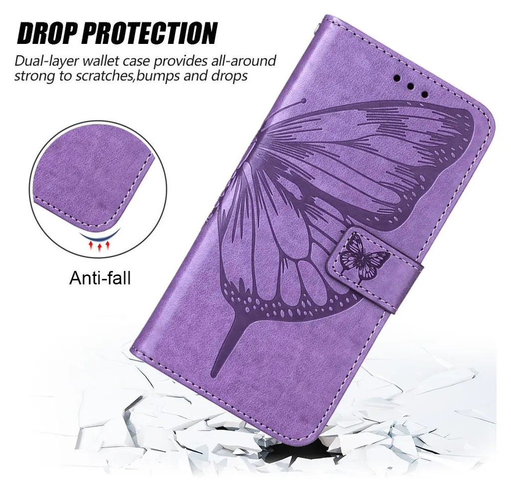 Custodia Google Pixel 6A Viola a Libro - Farfalla 3D in Pelle PU - 7