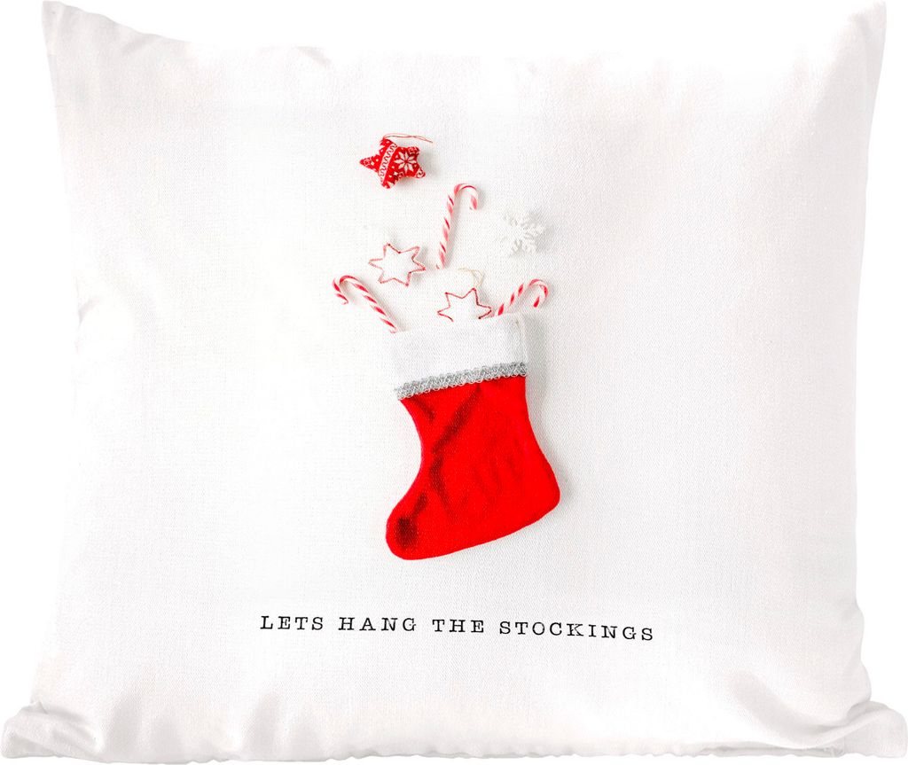 MuchoWow Zierkissen Sofakissen Wohnzimmer Dekokissen 40x40 cm Weihnachten - Weihnachtsdekoration - Rot - Foto Kissen - Schlafzimmer Dekoration