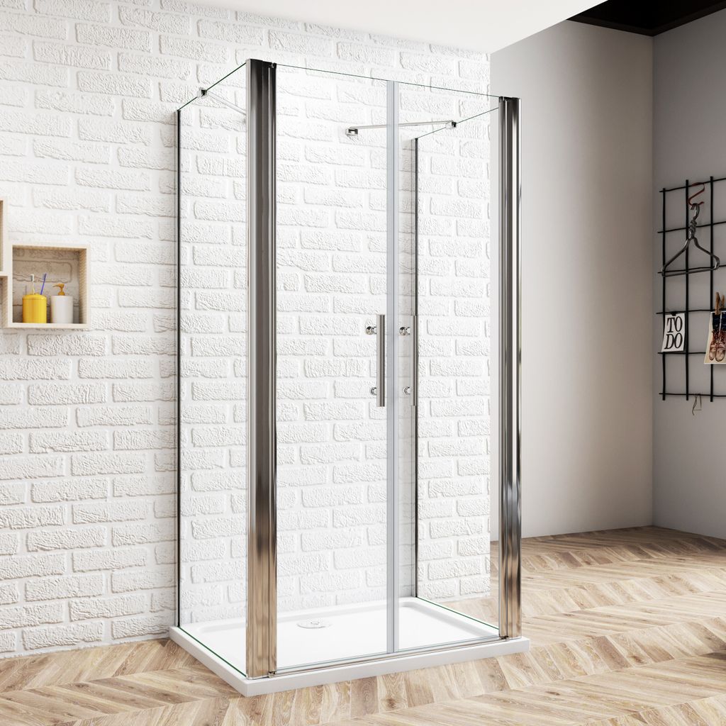 U-From Duschkabine 80x90x80cm (Seitenwand:80cm) Eckeinstieg Pendeltür Duschtür Duschabtrennung