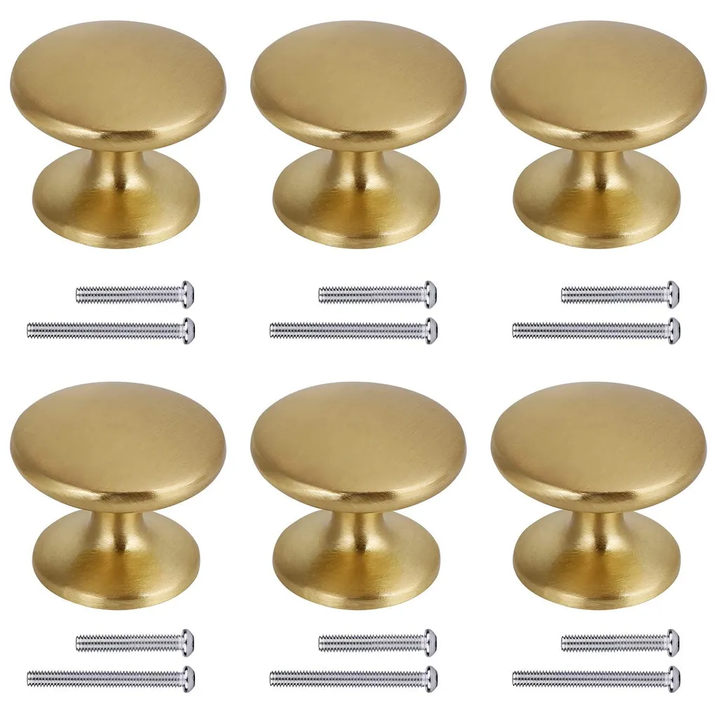 Lot de 6 Boutons de Meuble Dorés en Laiton 23x27mm pour Commode et Tiroir