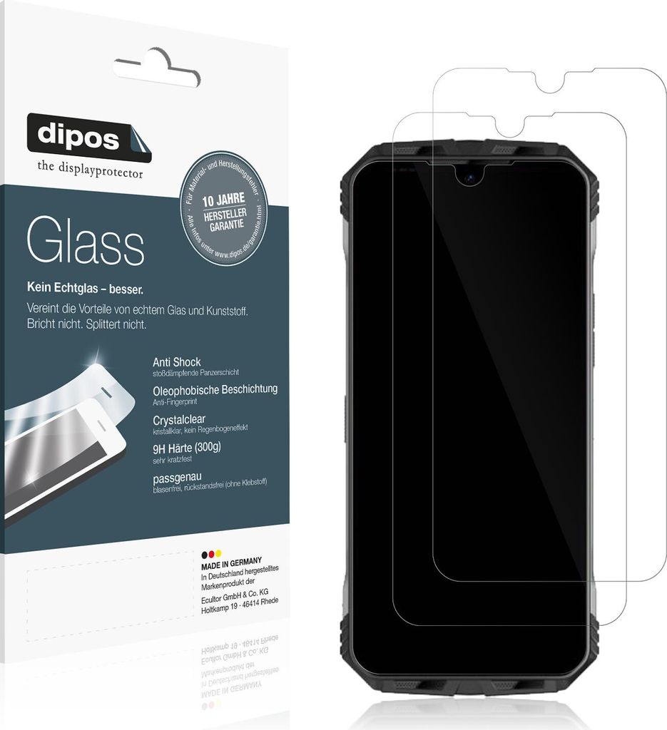 2x Schutzfolie für DOOGEE V Max - Anti-Shock 9H Folie dipos Glass Kunststoffglas