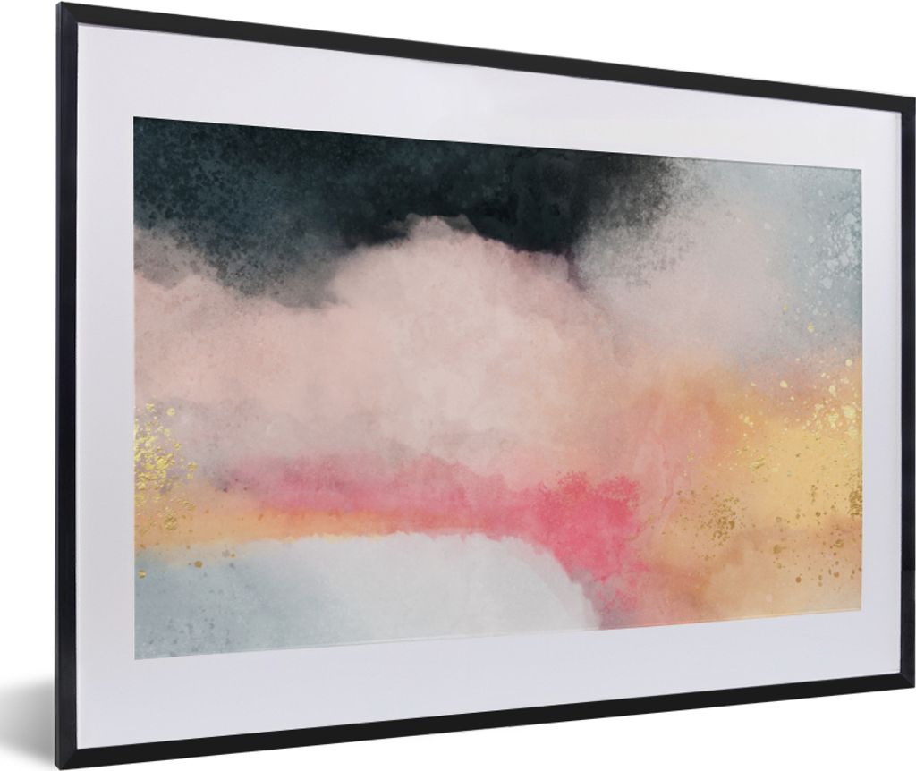 MuchoWow Gerahmtes Poster Malerei - Abstrakt - Design 60x40 cm - Poster mit Schwarzem Bilderrahmen Wandposter Rahmen Foto Bilder - Schlafzimmer -...