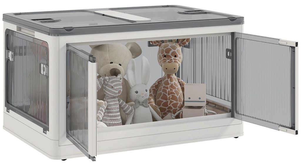 HOMCOM 69L Úložný box s kolečky, přístup z 5 stran, bílý Obrázek produktu 