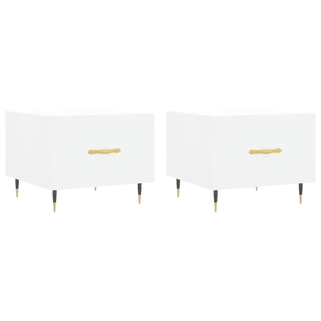 Set Tavolini da Salotto Bianchi 50x50x40 cm - Coppia Salvaspazio
