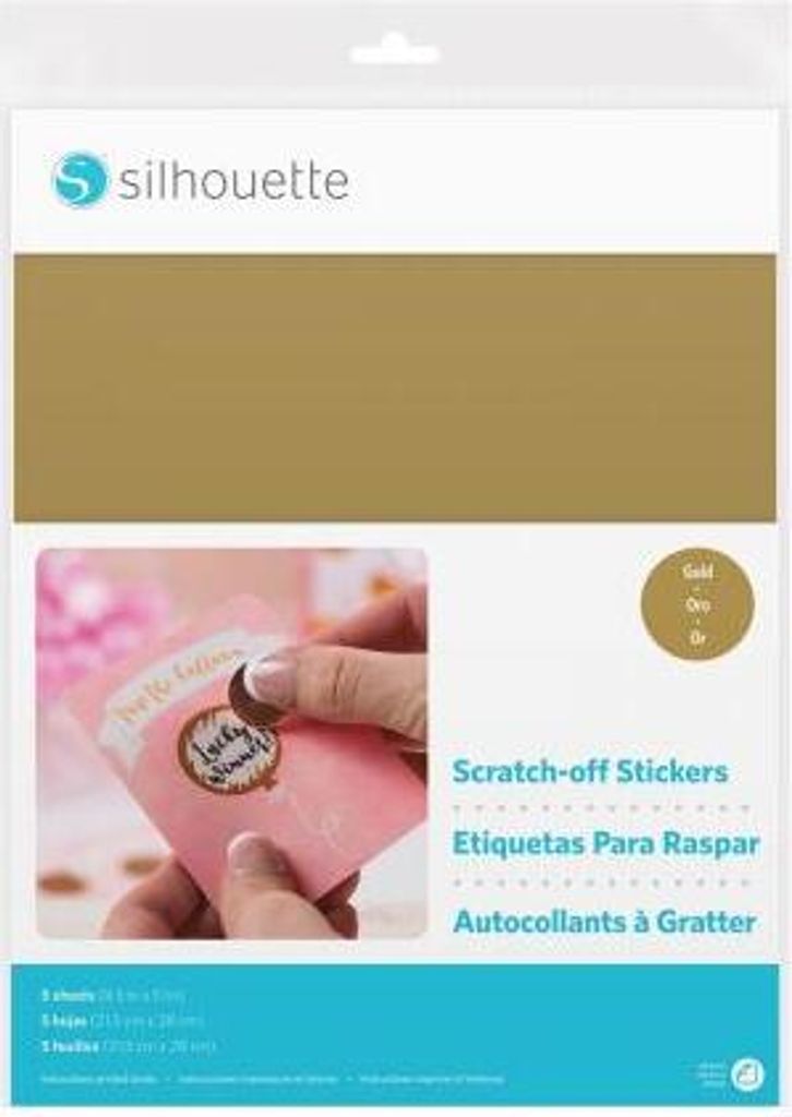 Silhouette MEDIA-SCRATCH-GLD bedruckbare Rubbel-Aufkleberfolie für Schneideplotter gold 21,5 x 280 mm, 5 Blatt (MEDIA-SCRATCH-GLD)