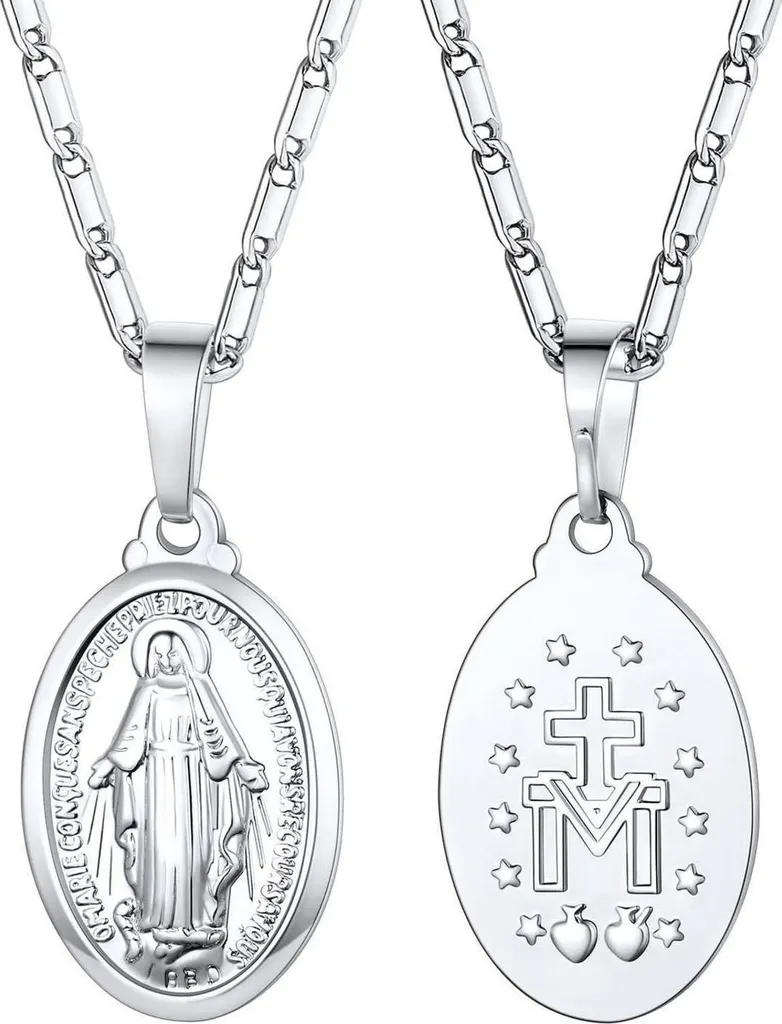 Pendentif Médaille Miraculeuse Ovale - Bijou Religieux Vierge Marie