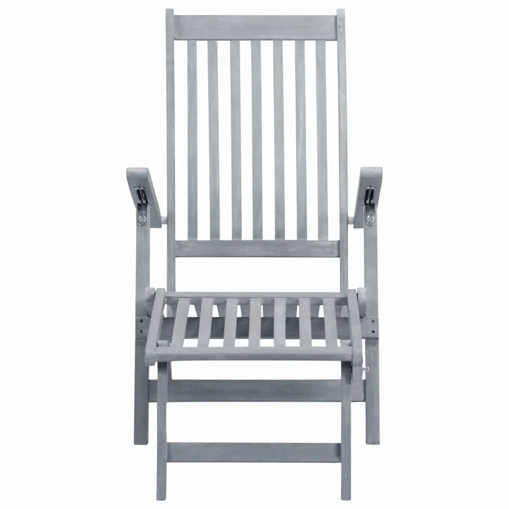Chaise longue robuste bois acacia massif gris contre la fatigue jardin