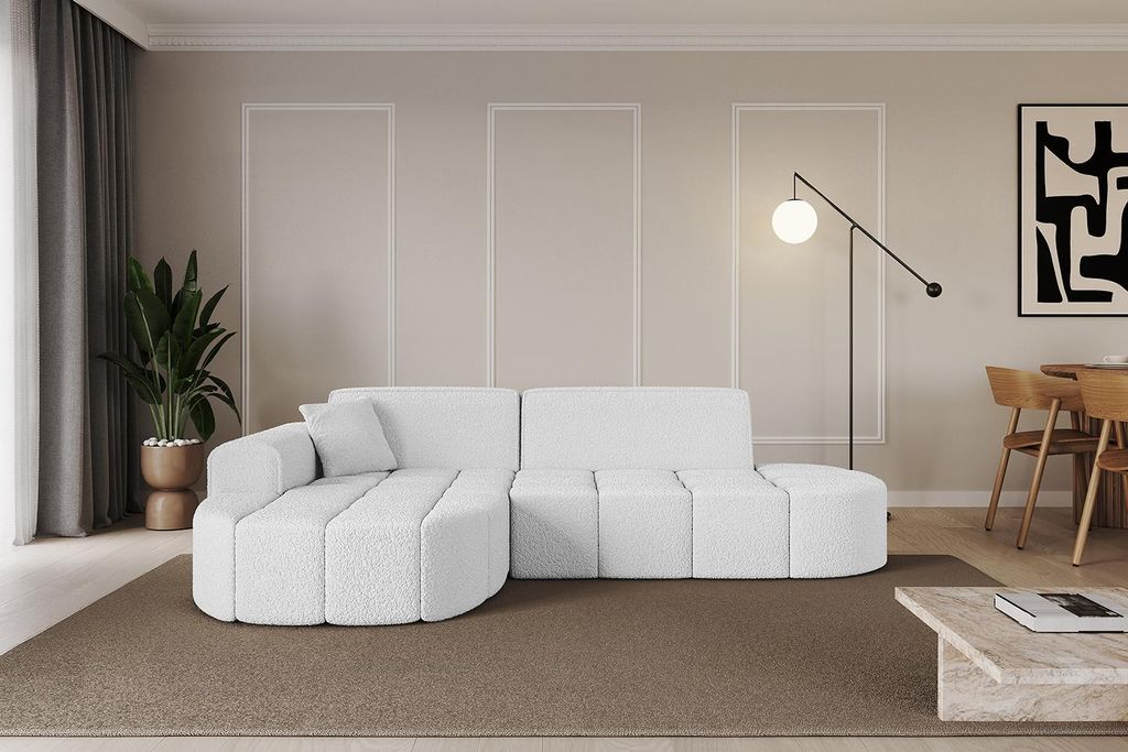 ALTDECOR Ecksofa in L-Form Livo-L1 - 252x173x79,5 cm Weiß - Corner Sofa Bett Eckcouch Couch Wohnlandschaft Cauchsofa