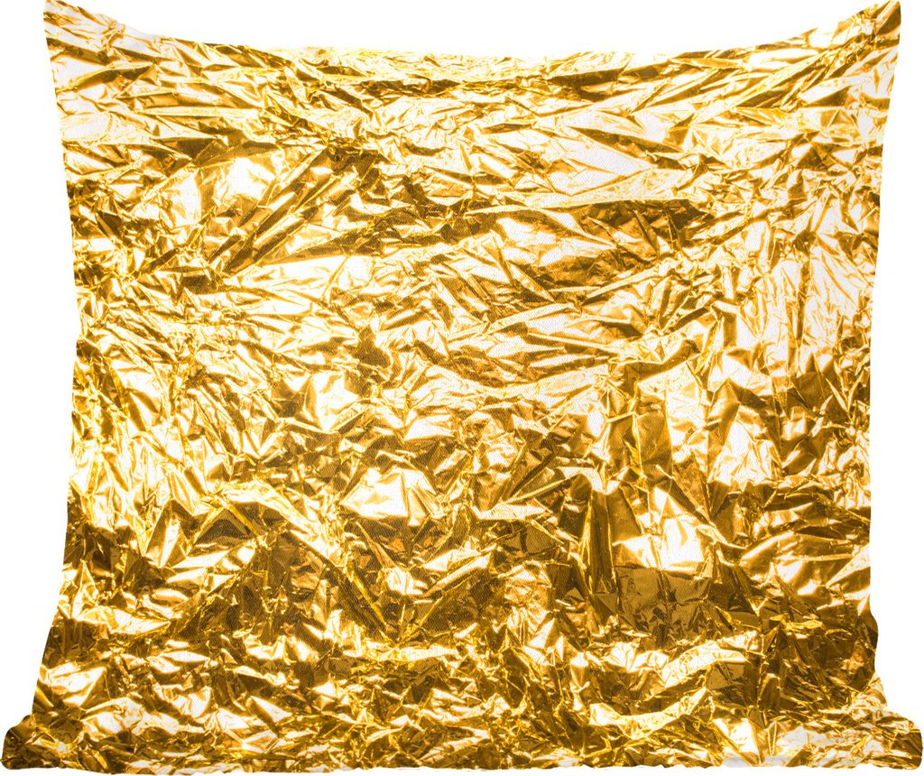 MuchoWow Zierkissen Sofakissen Wohnzimmer Dekokissen 50x50 cm Goldfolie mit faltiger Textur - Komfort - Sofakissen