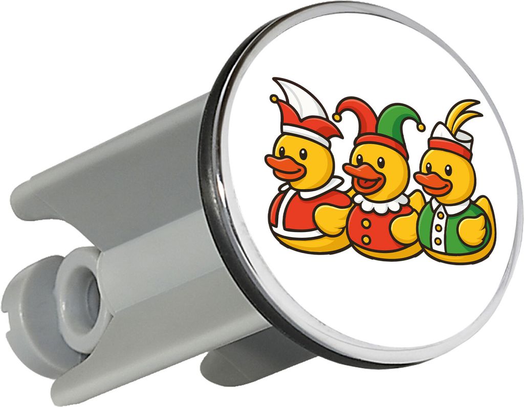 Huuraa Waschbeckenstöpsel Quietscheente Dreigestirn Gummiente Karneval 4cm höhenverstellbar Abflussstopfen Geschenkidee