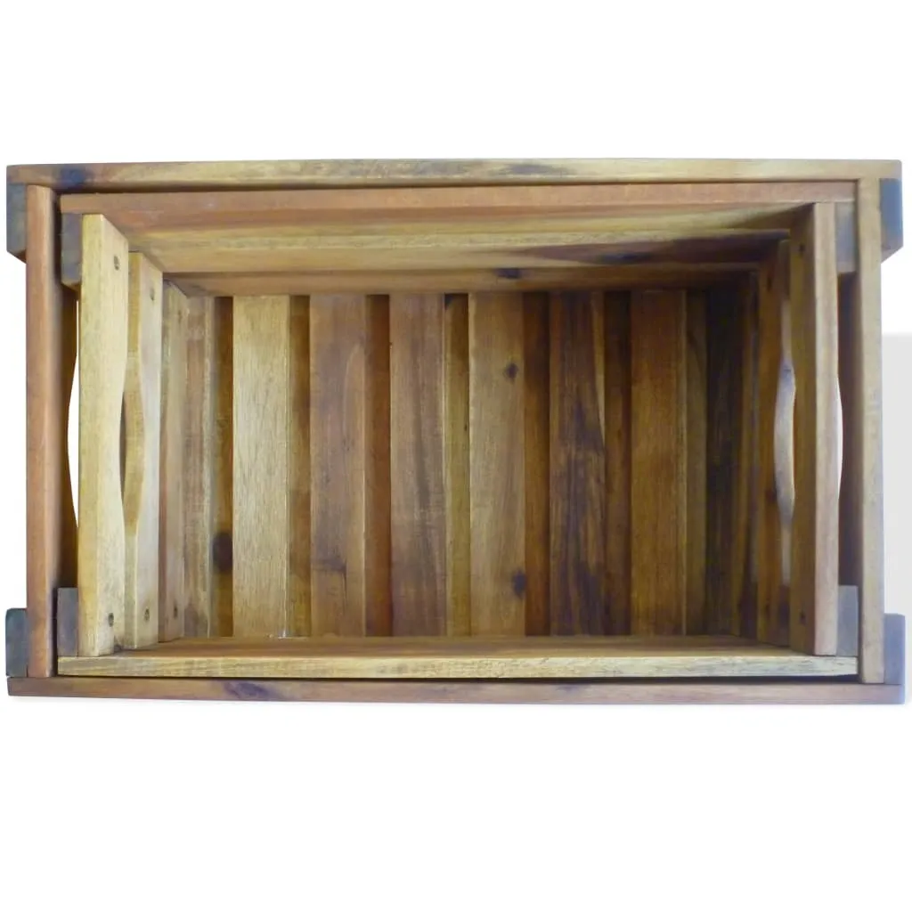 Caisses en Bois d'Acacia vidaXL : Solution de Rangement Stable et Solide - 2