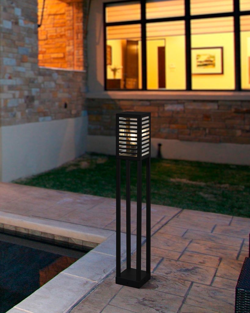 EGLO Außenlampe Alamonte 3, Außenleuchte stehend, Außenbeleuchtung für Garten und Terrasse, Stehlampe außen aus Metall in Schwarz, IP44, H 100...