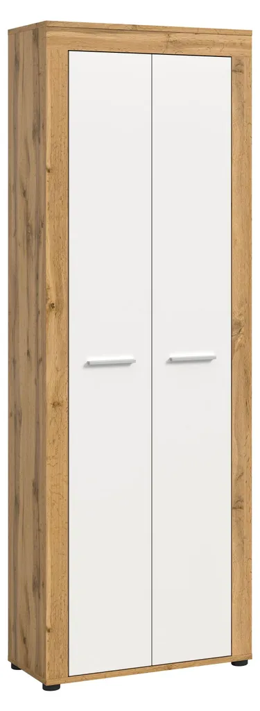 Armoire de chambre Jam bicolore avec 2 portes blanc et bois chêne