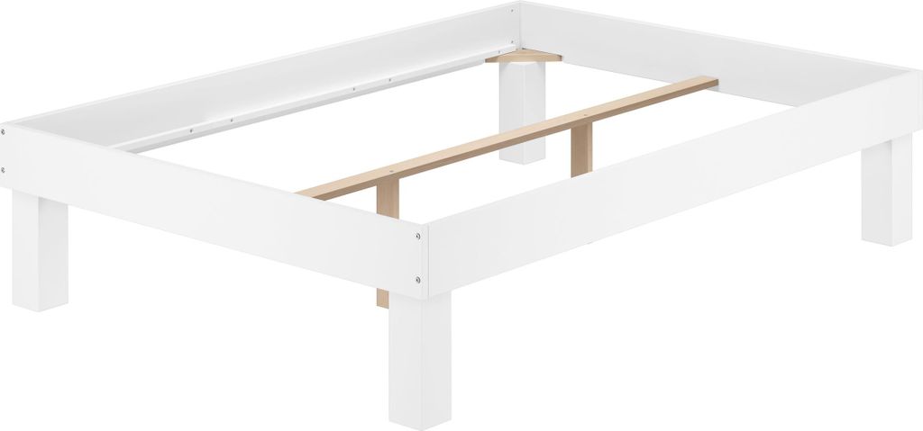 Holzbett hohes Einzelbett Buche Bettrahmen Futonbett mit Breite wählbar V-60.87-220W-H