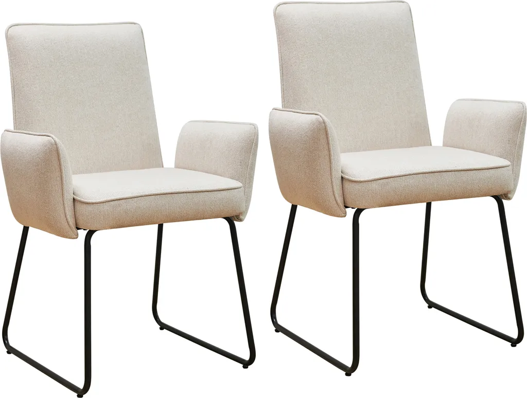 Lot de 2 chaises de table avec accoudoirs SVITA ALBA pour repas confort