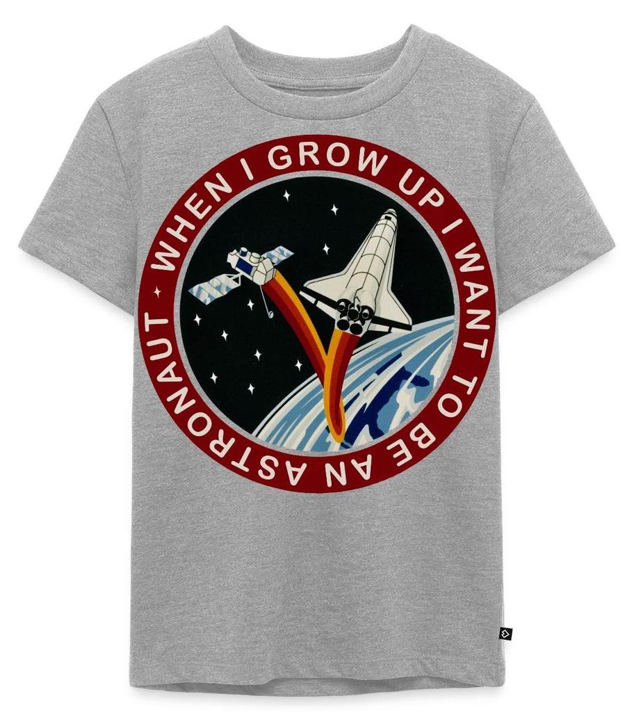 Spreadshirt NASA Wenn Ich Groß Bin Werde Ich Astronaut Spruch Kinder Premium T-Shirt, 134/140 (8 Jahre), Grau meliert