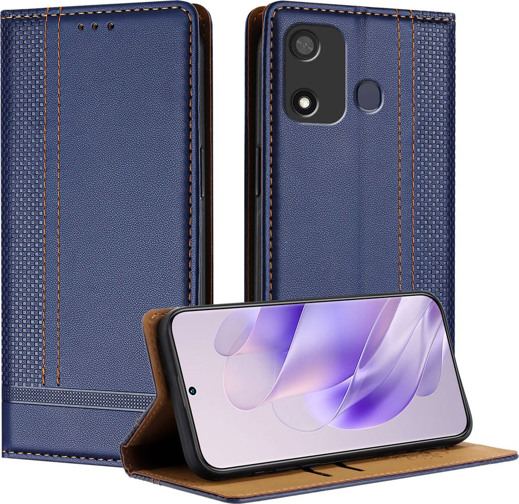 Handyhülle für itel P17 Pro / itel A27 Leder Flip Klappbare Schutzhülle mit Standfunktion Blau