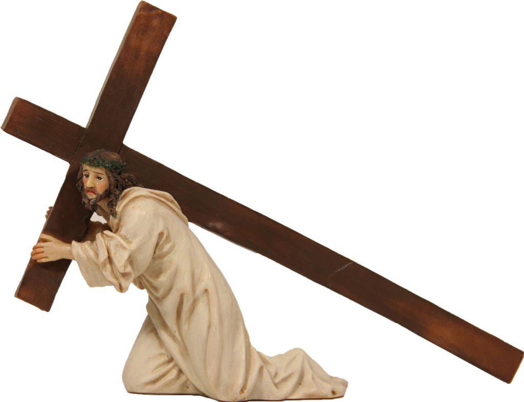 FADEDA Passionsfiguren: Jesus unter dem Kreuz / Höhe:9 cm / handbemalt / detailgetreue Krippen Figuren - Weihnachten Tisch Dekoration Krippe Zubehör
